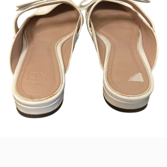 AD & Daughters Shoes 6.5 Jemma Croc White Leather Flat Pointed Slip On Mule - Picture 3 of 11
